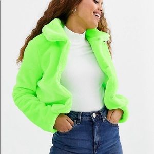 NWT Brave Soul Crushed Velvet Neon Crop Jacket